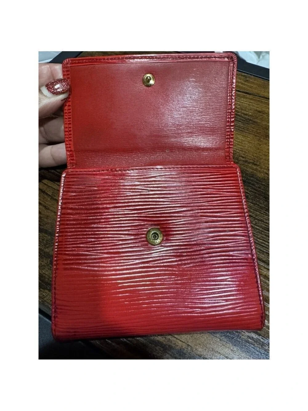 Louis Vuitton Vintage Elise Trifold Red Epi Leather Wallet